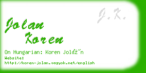 jolan koren business card